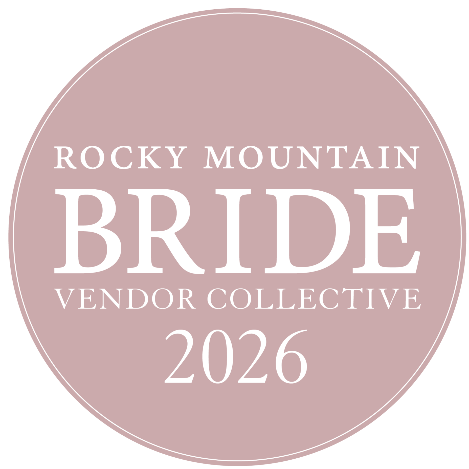 A round badge or logo with a mauve background, featuring the text 'Rocky Mountain Pride Vendor Collective 2026' in white capital letters.