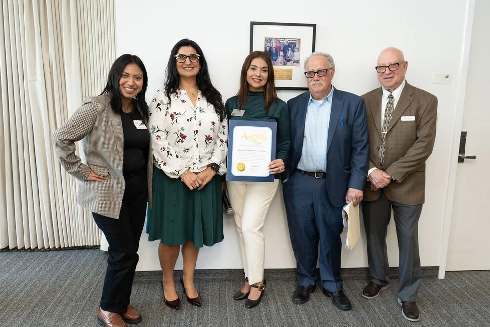California State Assembly proclamation presented to the Center for Demographics and Policy