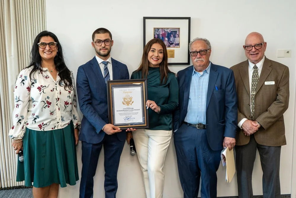 U.S. Congressional recognition presented to the Center for Demographics and Policy