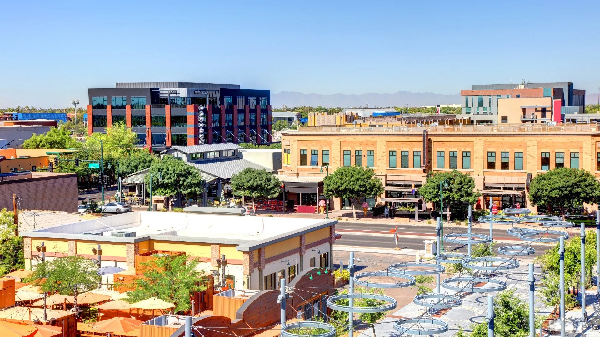 Downtown Gilbert Heritage District, known for its walkable streets, local restaurants, and vibrant atmosphere.