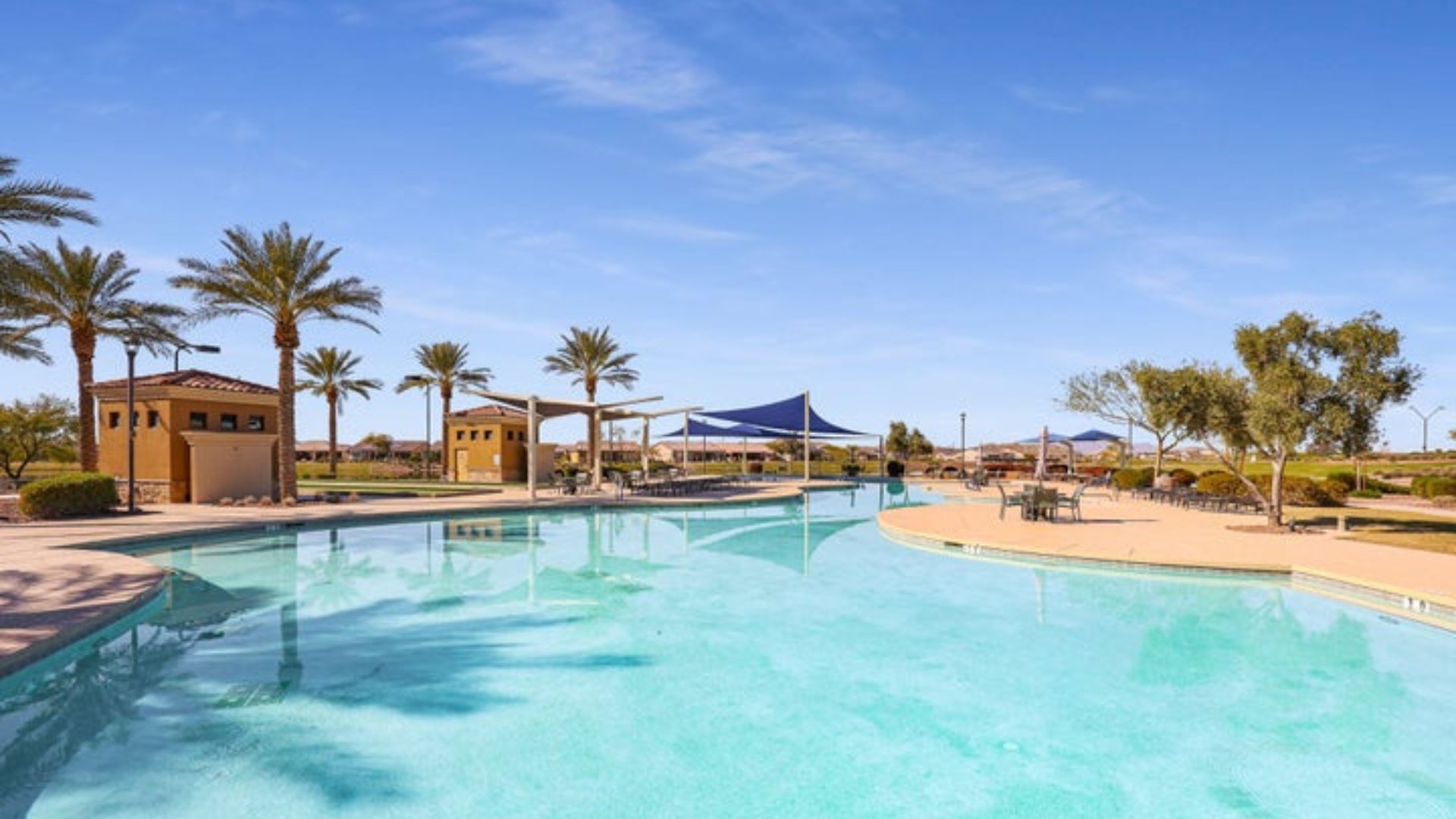 Resort-style pool at CantaMia at Estrella in Goodyear, Arizona.