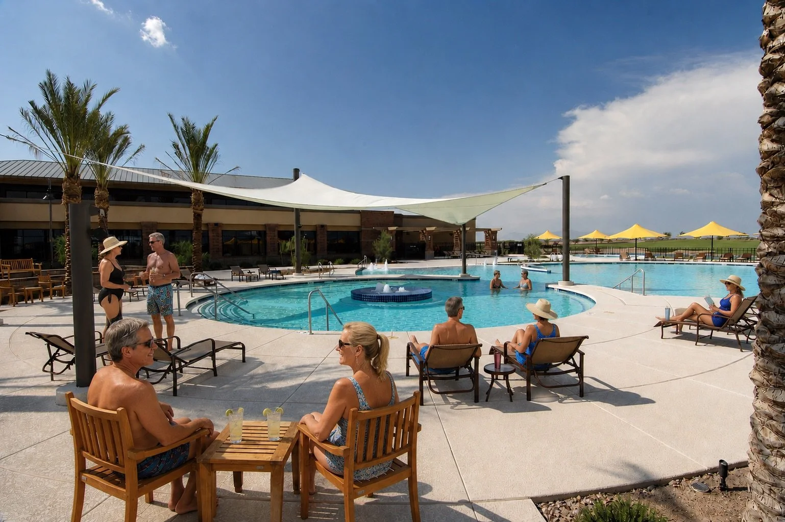 Residents enjoying the resort-style pool at the Anthem Club in Sun City Anthem at Merrill Ranch.