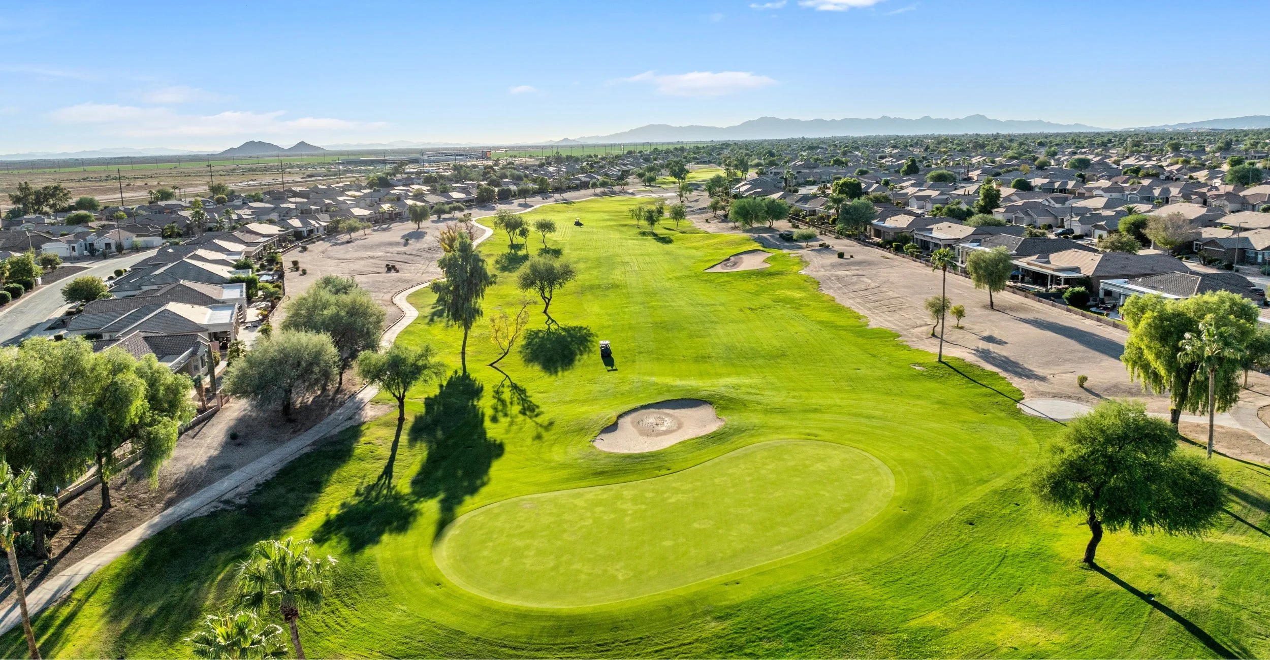 A variety of golf course options, mature landscaping, and established neighborhoods make Sun Lakes a favorite among active adults.