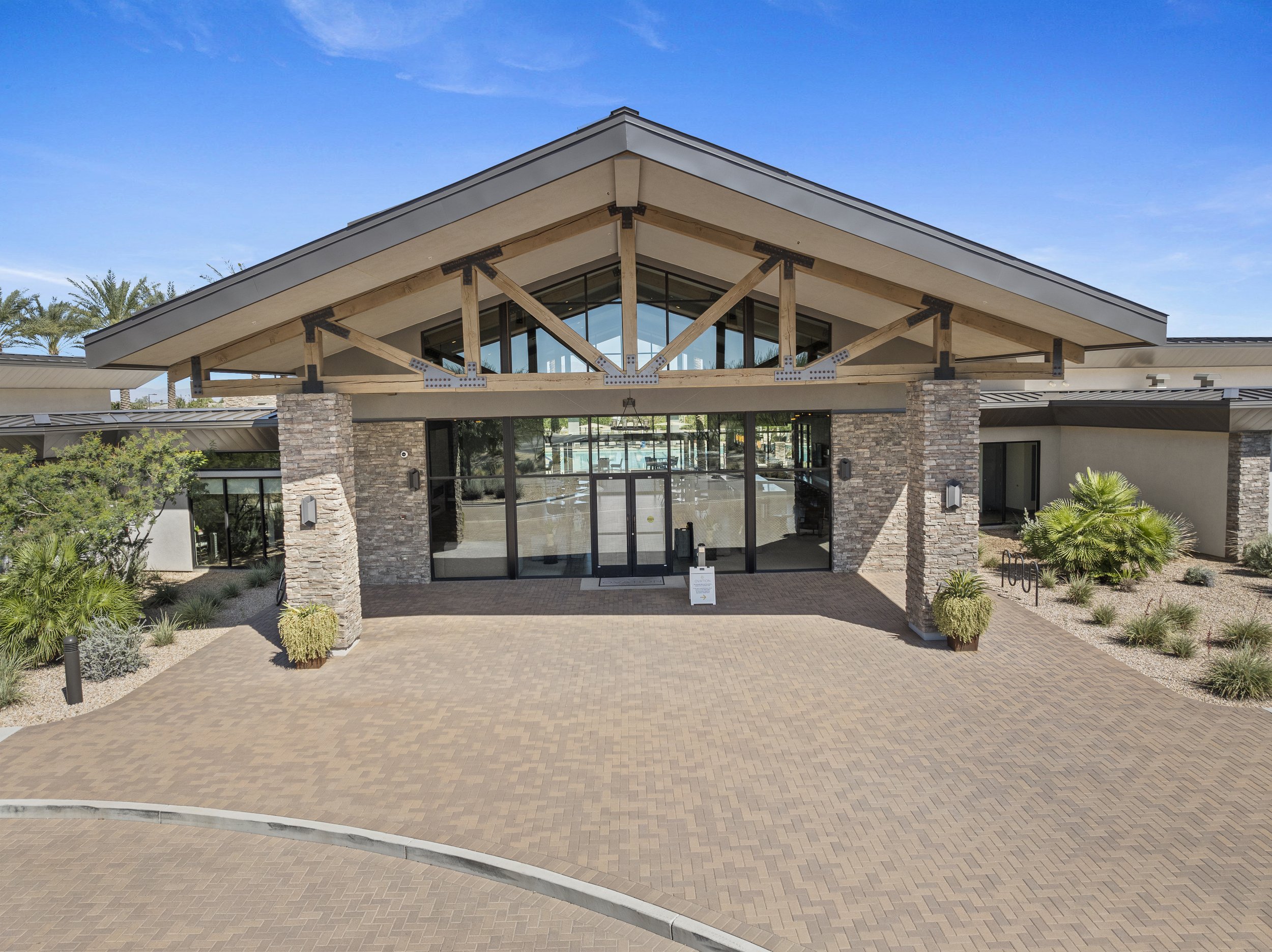 Clubhouse entrance at Ovation at Meridian in Queen Creek, Arizona.