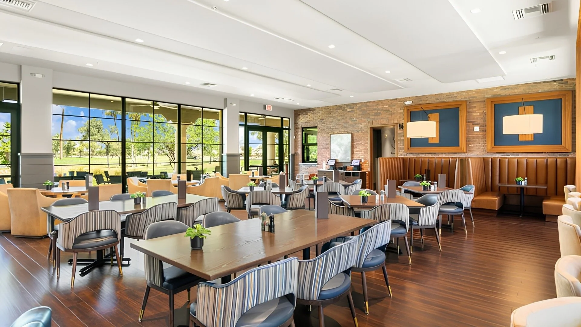 Dining area inside one of PebbleCreek's community restaurants.
