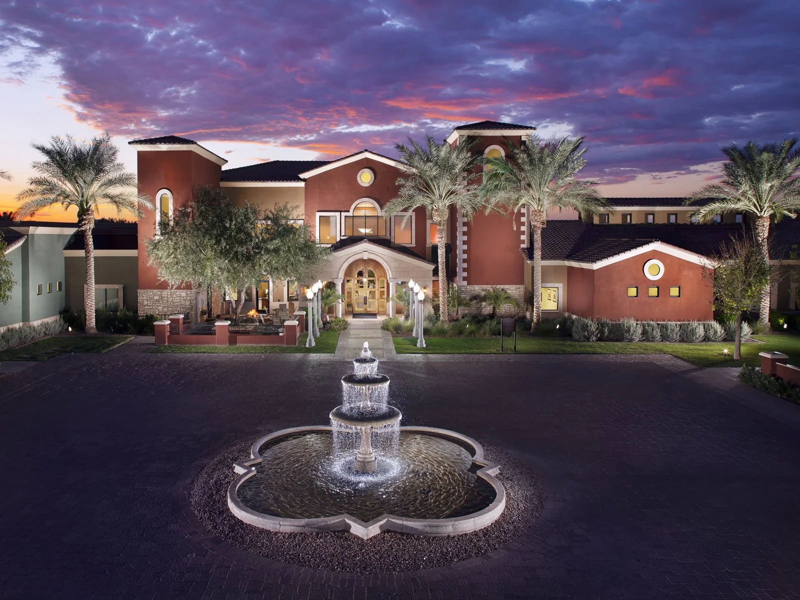 Village Center clubhouse and fountain at Province in Maricopa, Arizona.
