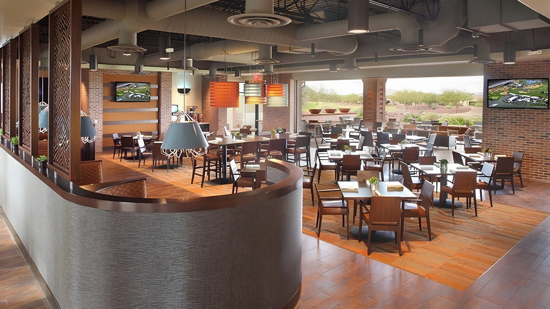 Dining room inside Poston Butte Grille at Sun City Anthem at Merrill Ranch.