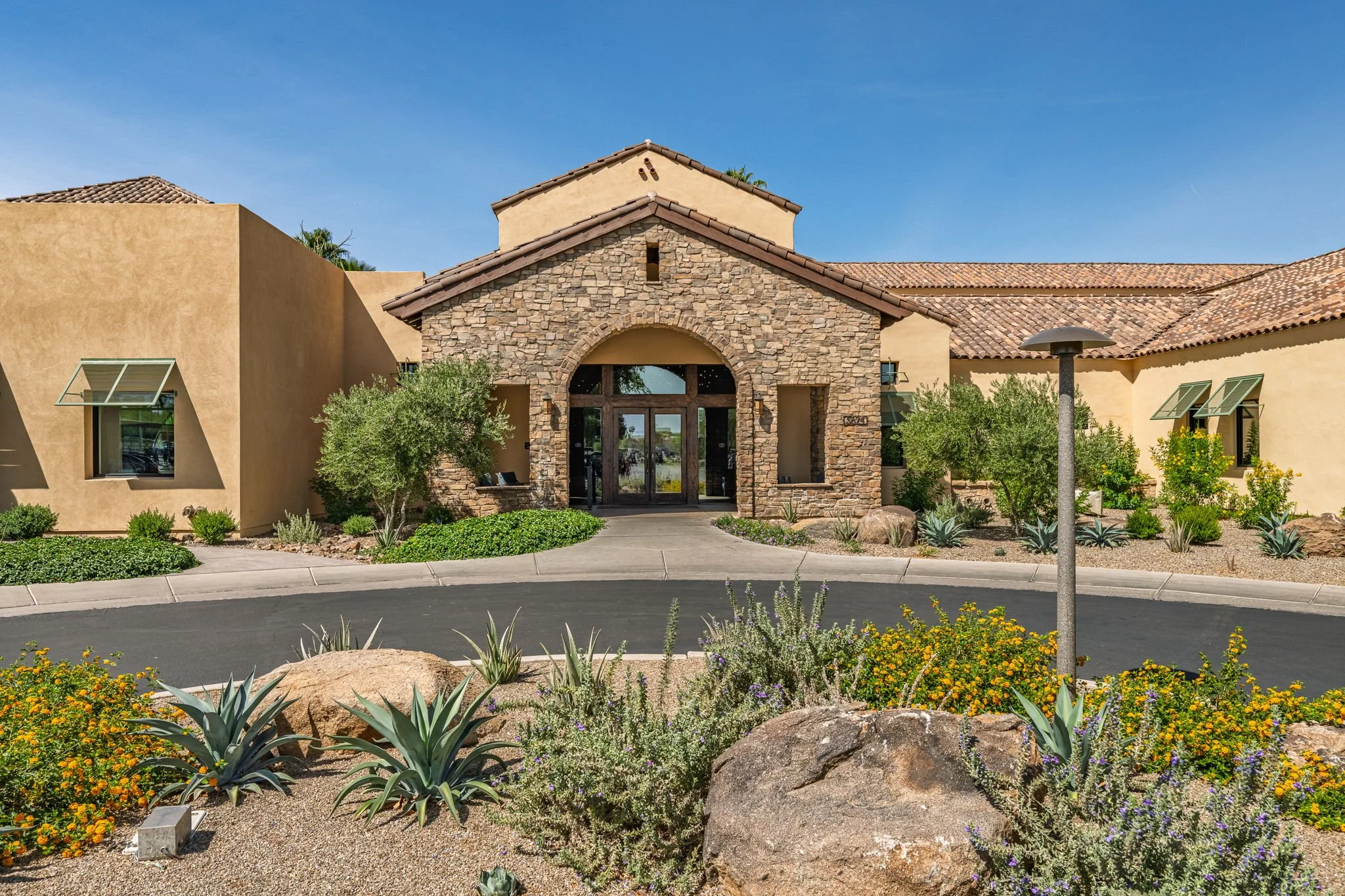 Exterior of the Robson Ranch clubhouse in Eloy, Arizona.