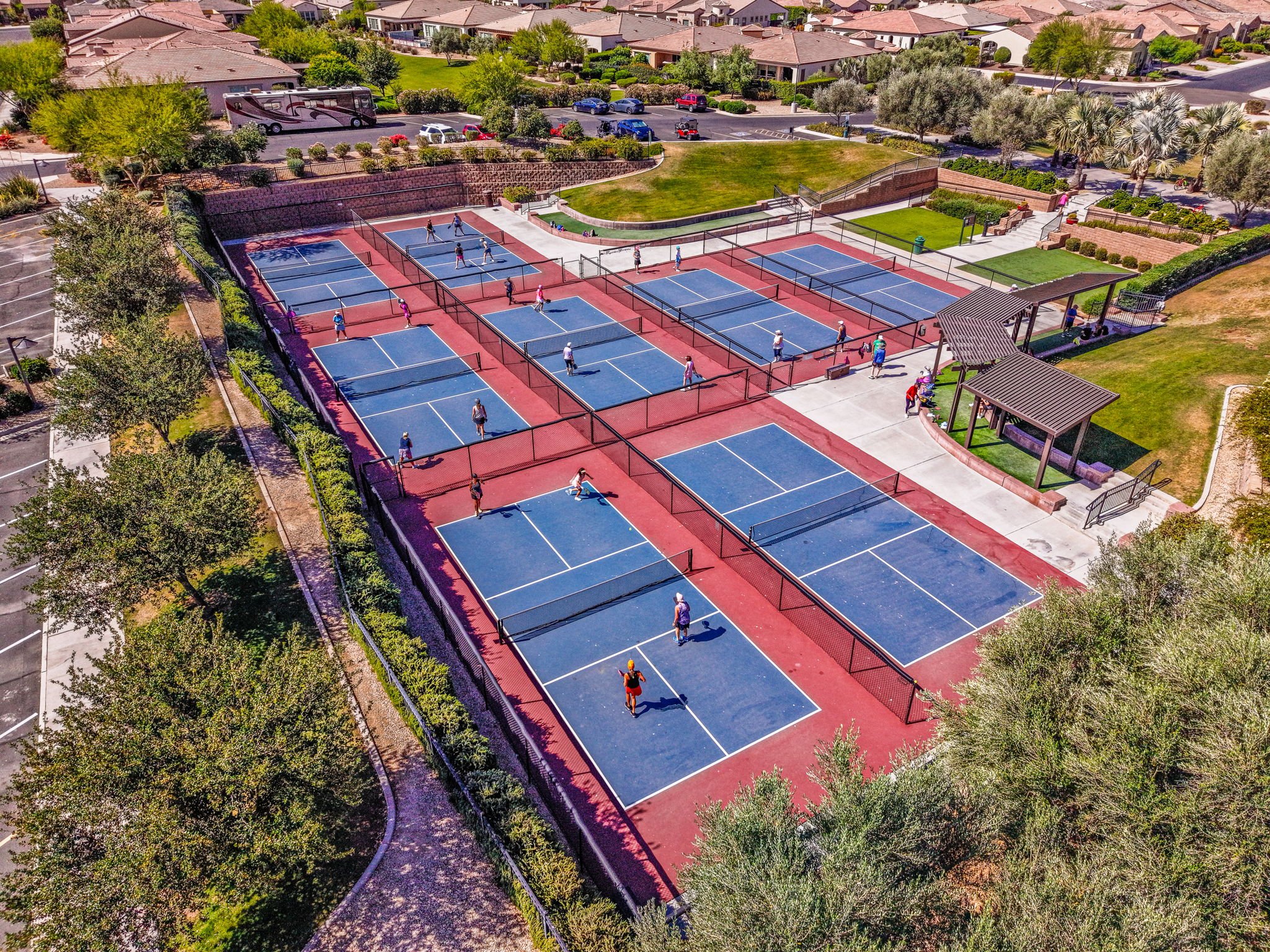 Pickleball courts at The Algave clubhouse in Encanterra, Queen Creek, Arizona.