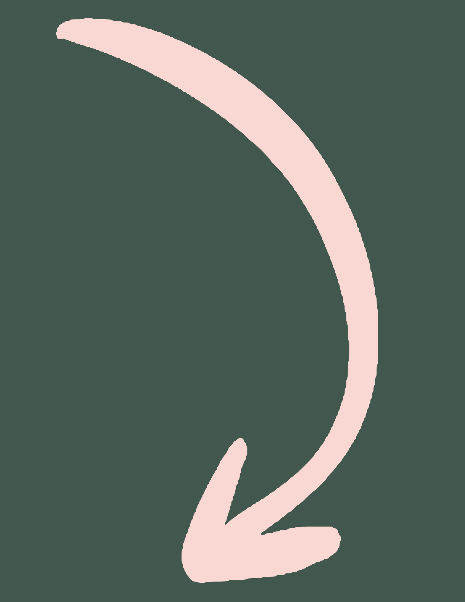A pale pink question mark on a dark green background.