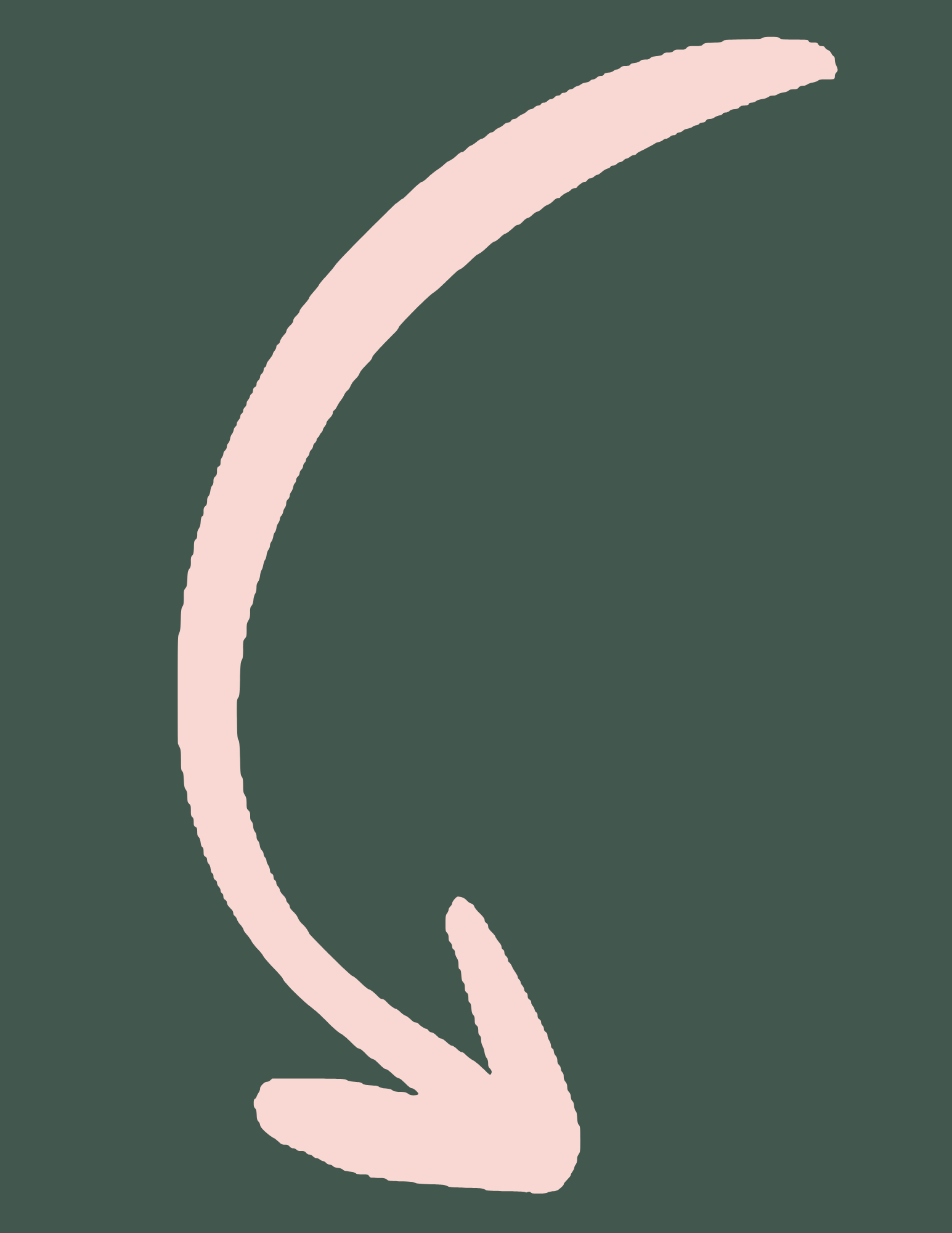 Abstract image with a dark green background and pink curved lines.