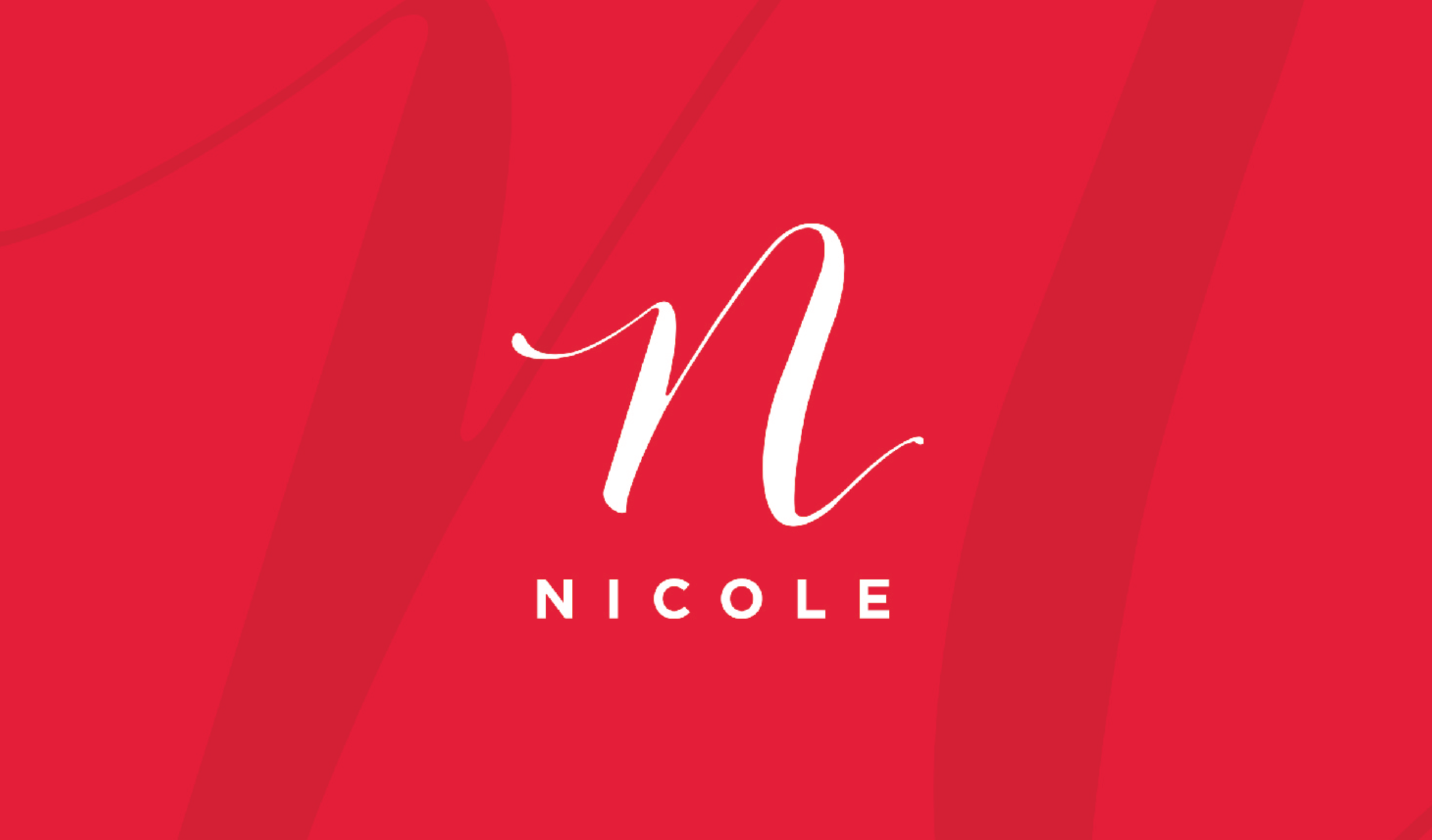 Red background with a large white script letter 'N' and the name 'Nicole' written below.