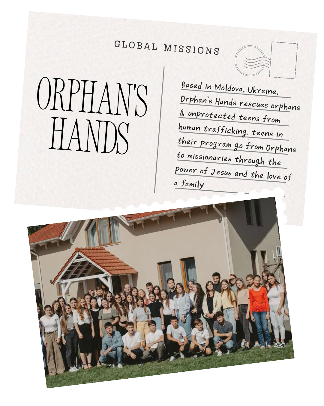 Very large group of people posing for a picture in front of a house. Mostly adolescence male and females