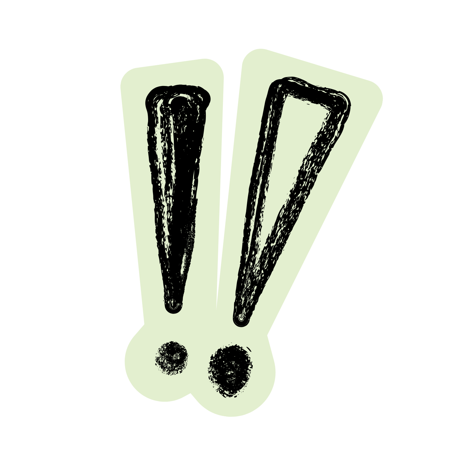 A stylized, distressed illustration of a bunny's head with elongated ears, a round face, and two black eyes, rendered in black and pale green colors.