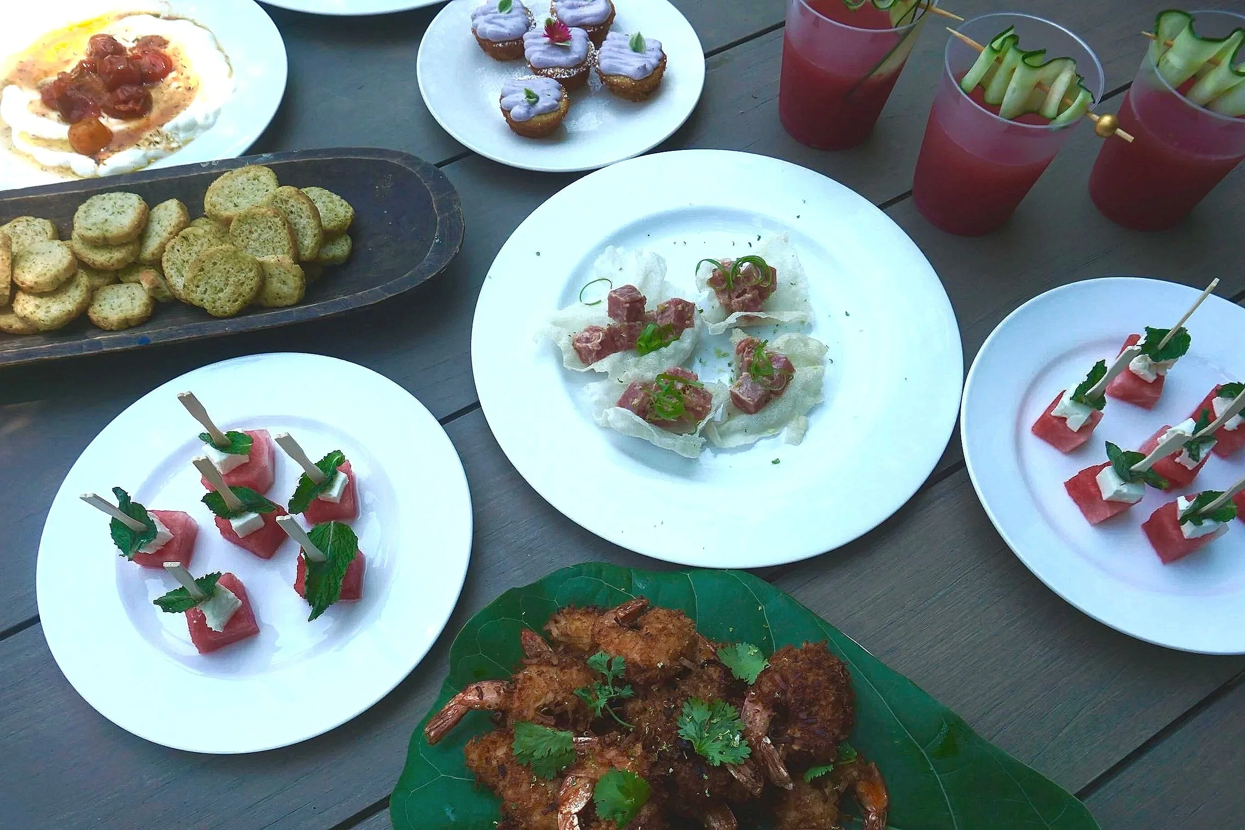 Upscale hors d'oeuvres for a luxury cocktail party on daniel island