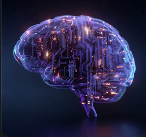 Représentation d'un cerveau numérique avec des circuits électriques lumineux
