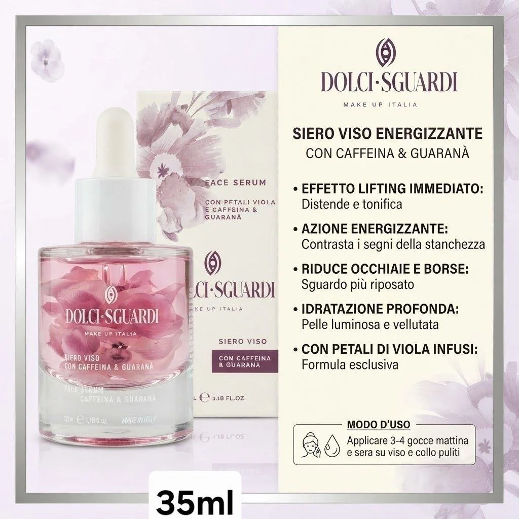 Siero Viso Dolci Sguardi con Caffeina Guaranà e Petali Rosa