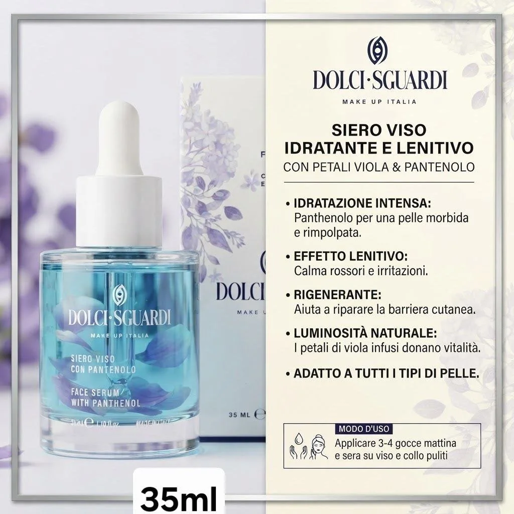 Siero Viso Idratante e Lenitivo con Petali Viola e Pantenolo