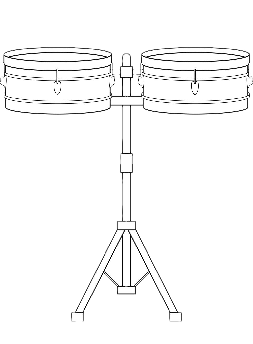 Line drawing of a dual drum outdoor tornado warning siren with a tripod stand.