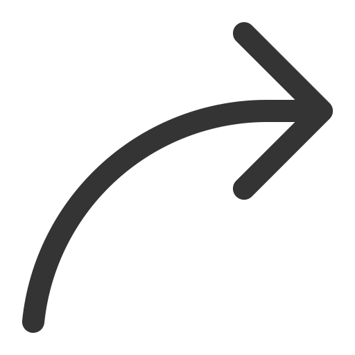 a line drawing of a curved arrow