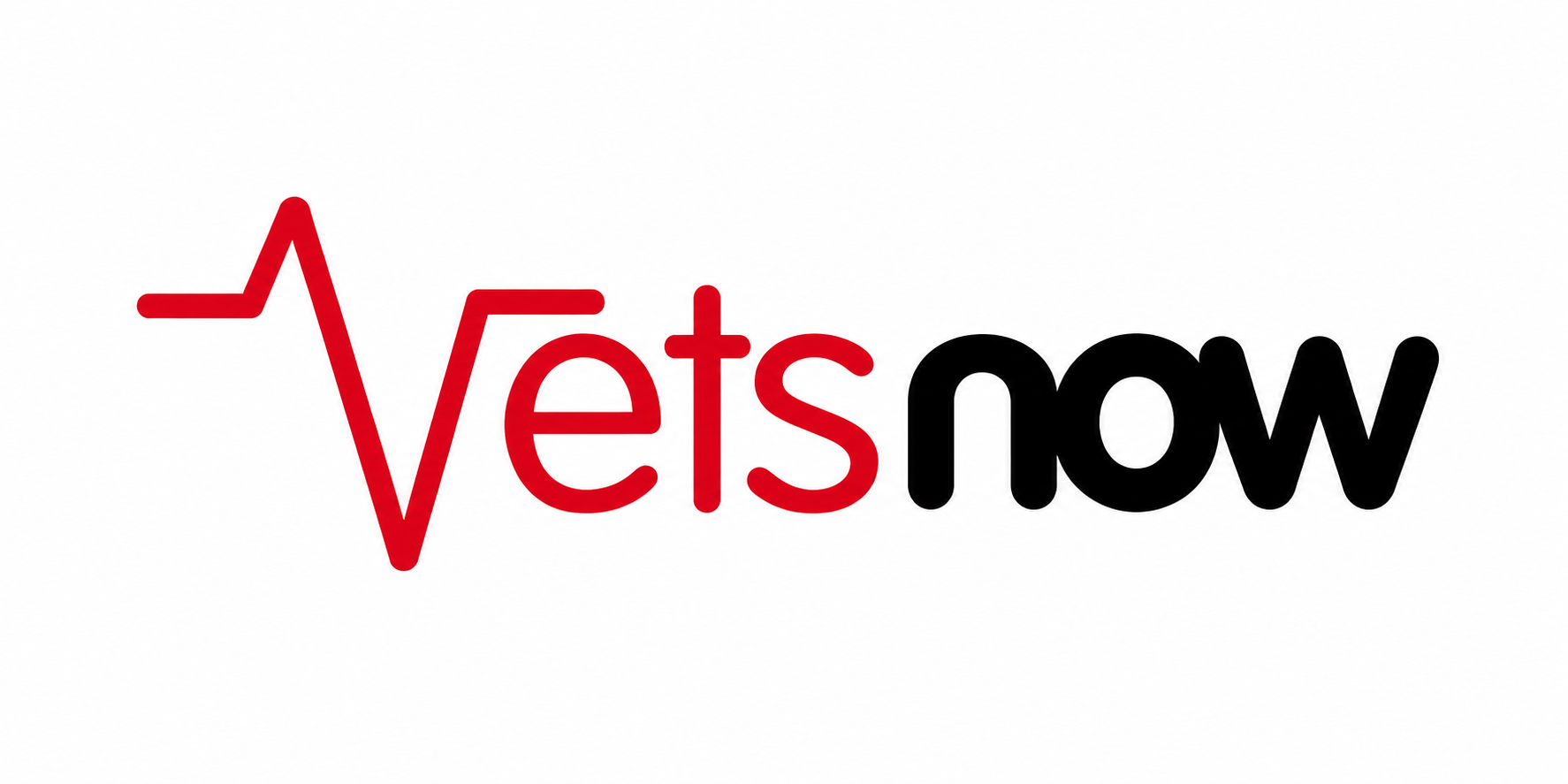 Logo featuring a stylized red heartbeat line forming the letter 'V' followed by the words 'ets now' with 'ets' in red and 'now' in black, representing 'VetsNow'