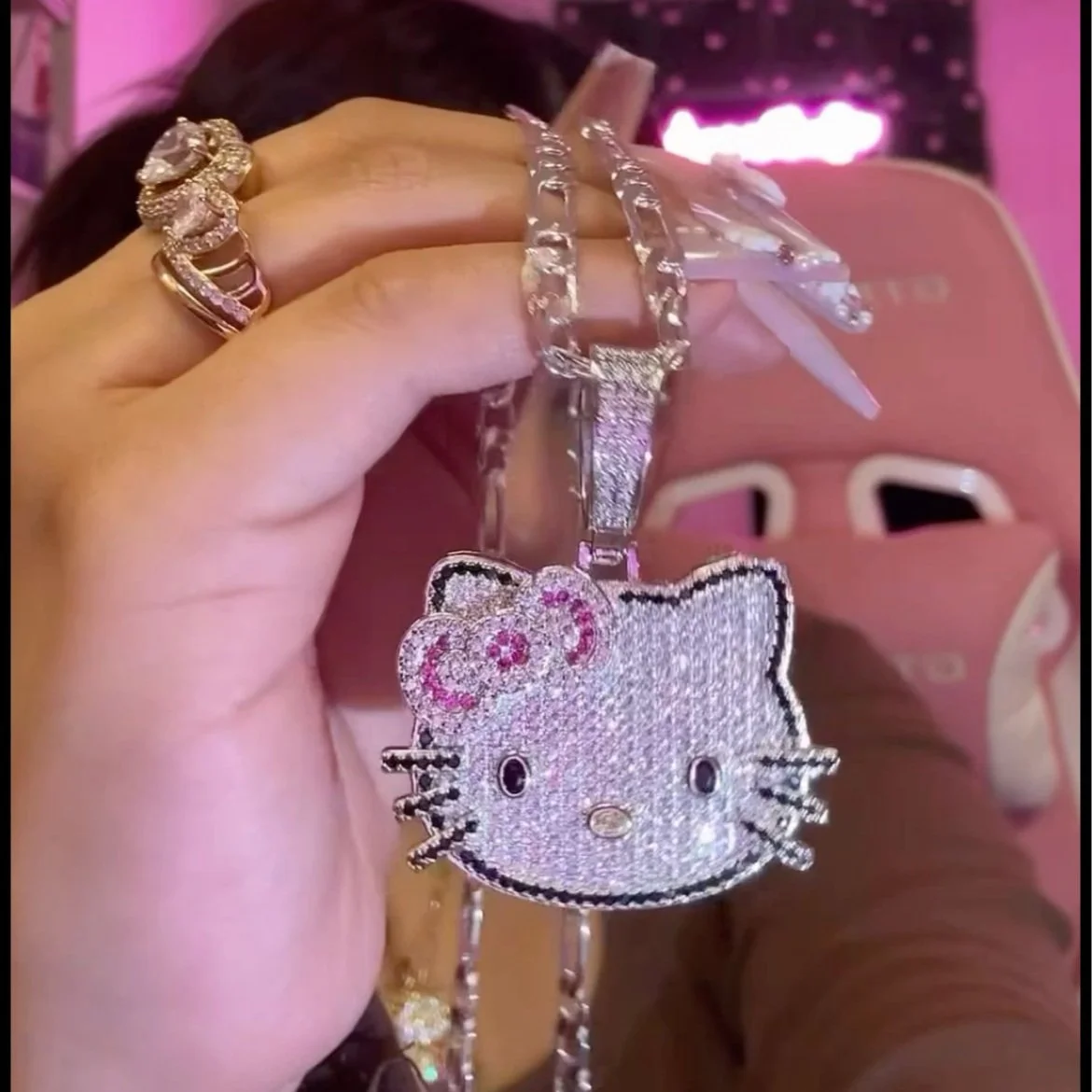 Sanrio Hello Kitty Pendant w/ Choice Of Chain | Big Or Small Pendant Size