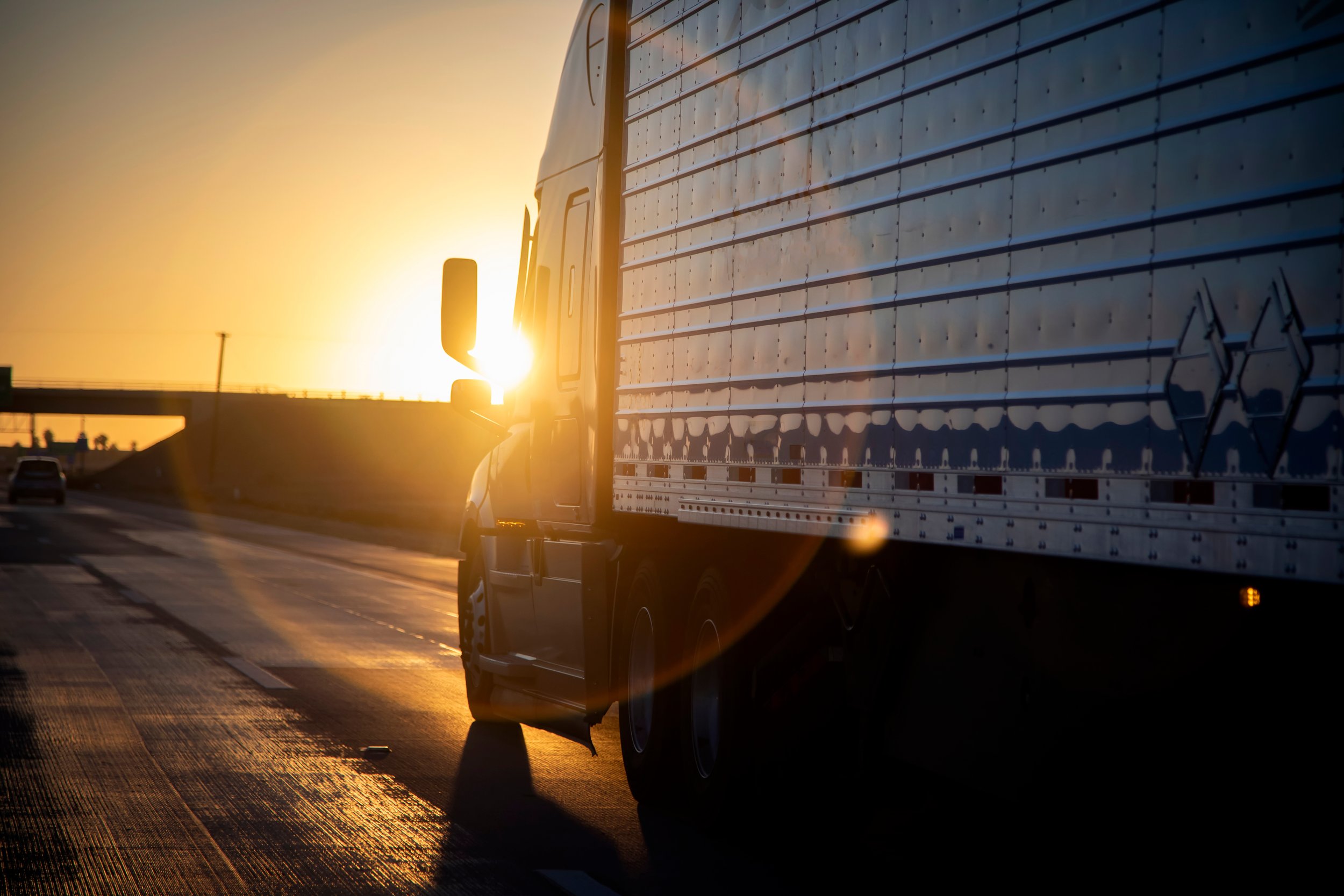Commercial truck driving on highway