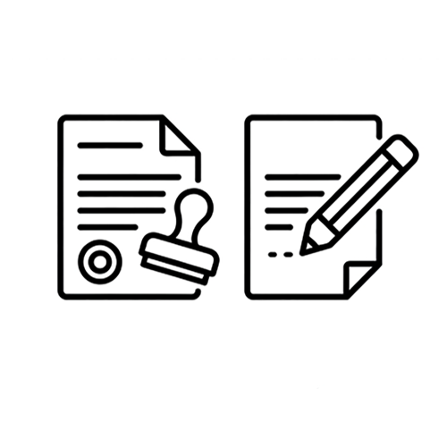 Expungement and record sealing attorney icon showing cleared legal documents in Florida Icons of signed documents and a pen.