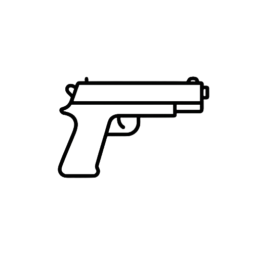 Line drawing of a handgun