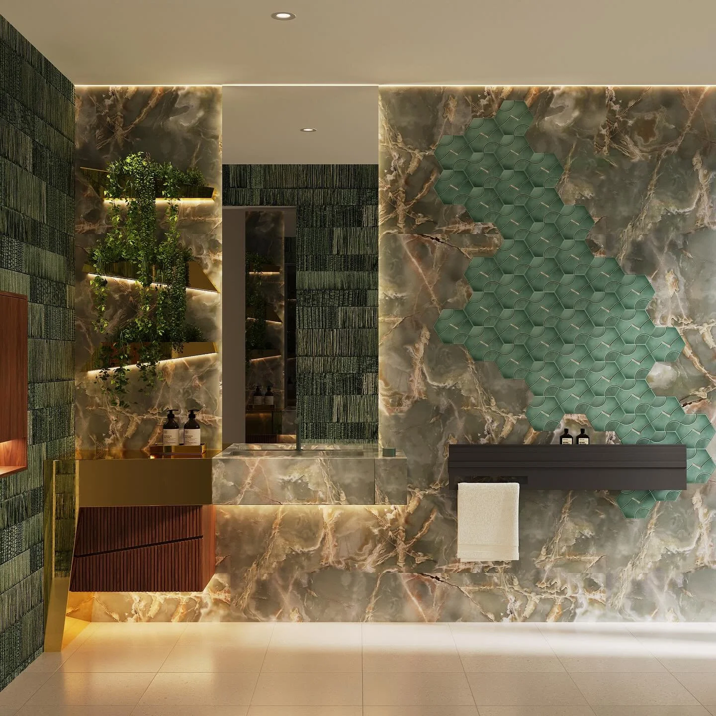 This bathroom design was born from my journey through Brazil&mdash;where the lush landscapes of the rainforest left a lasting impression. Inspired by the deep greens, layered textures, and untamed beauty of the jungle, I brought that same sense of ca