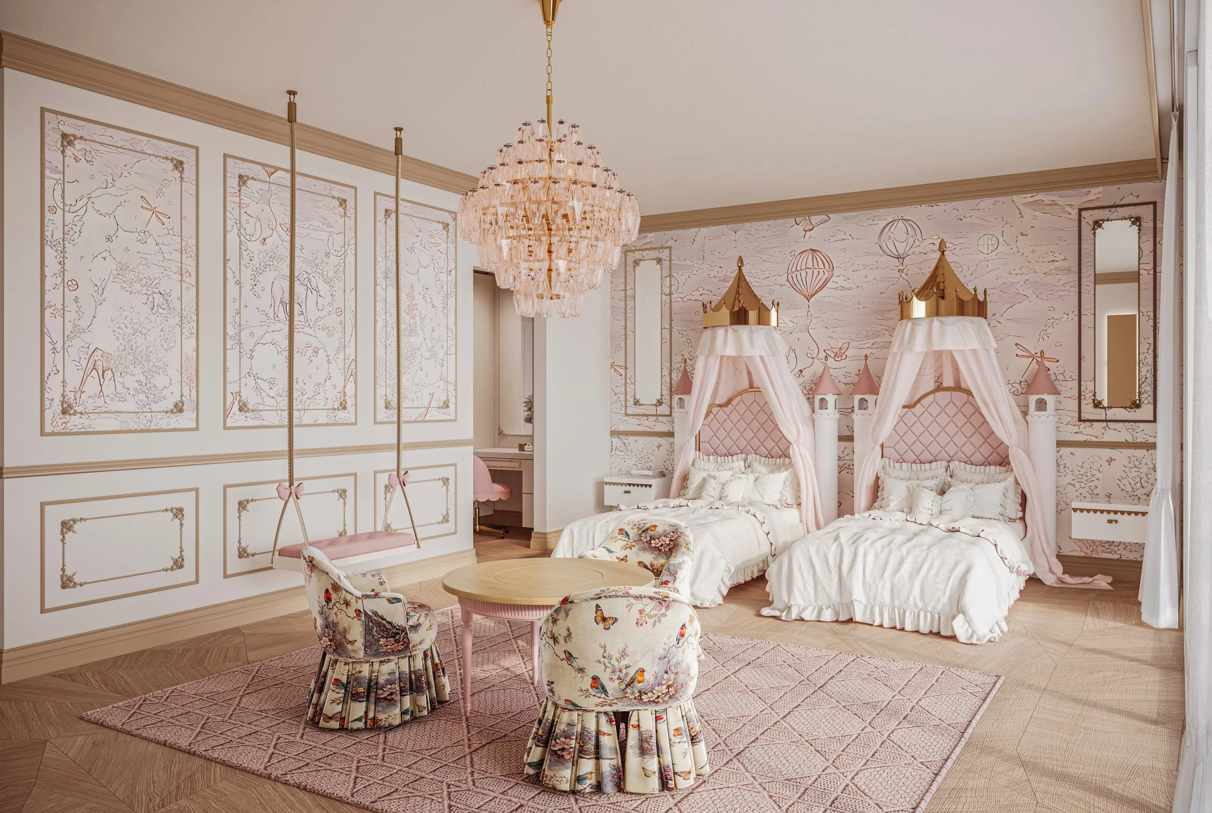 Girl's Princess Room - Bed and Seating