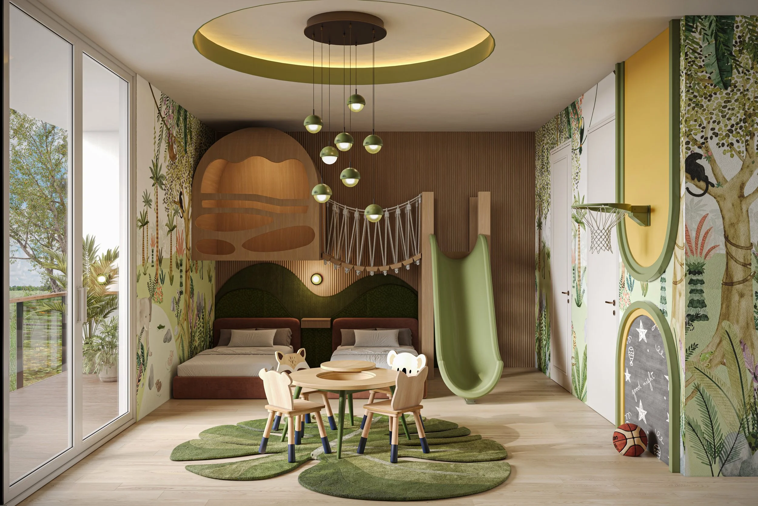 Boy's Jungle Room - Custom Bed and Seating