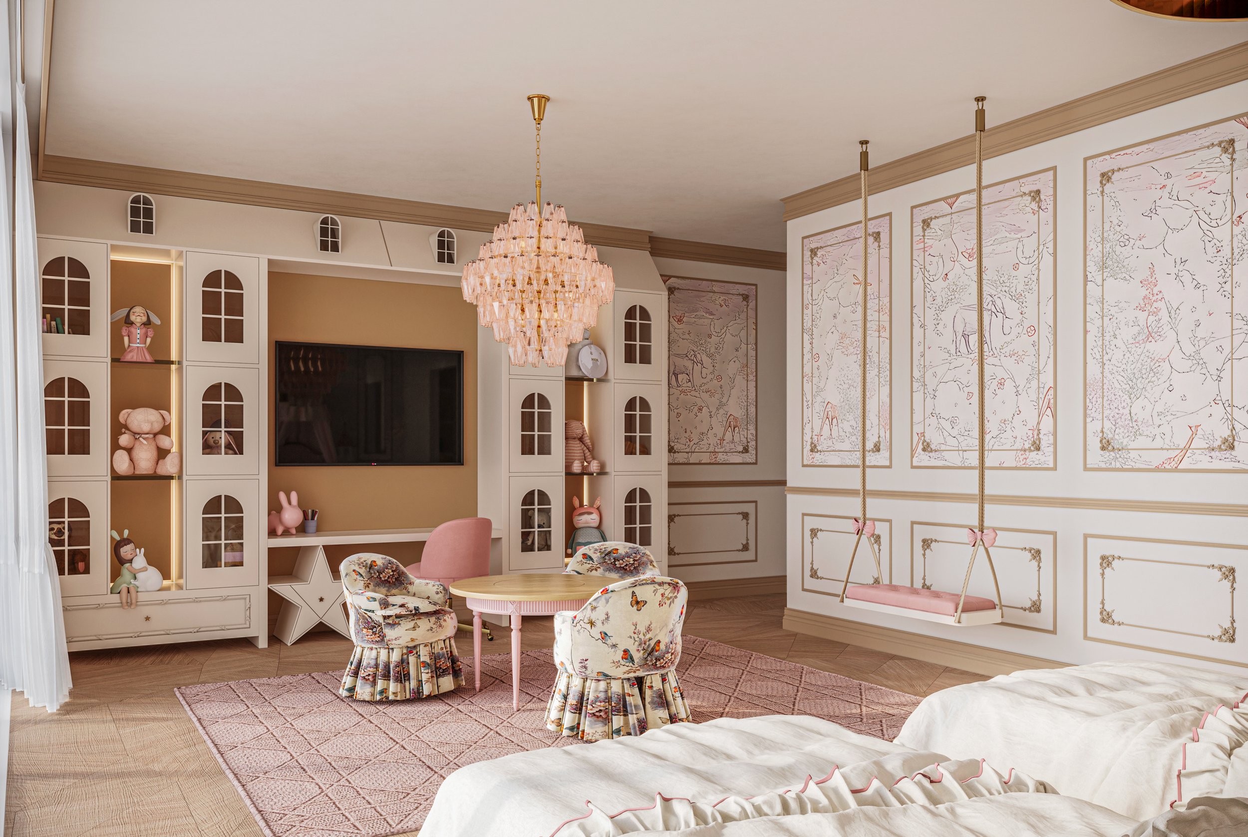 Girl's Princess and Dollhouse Room