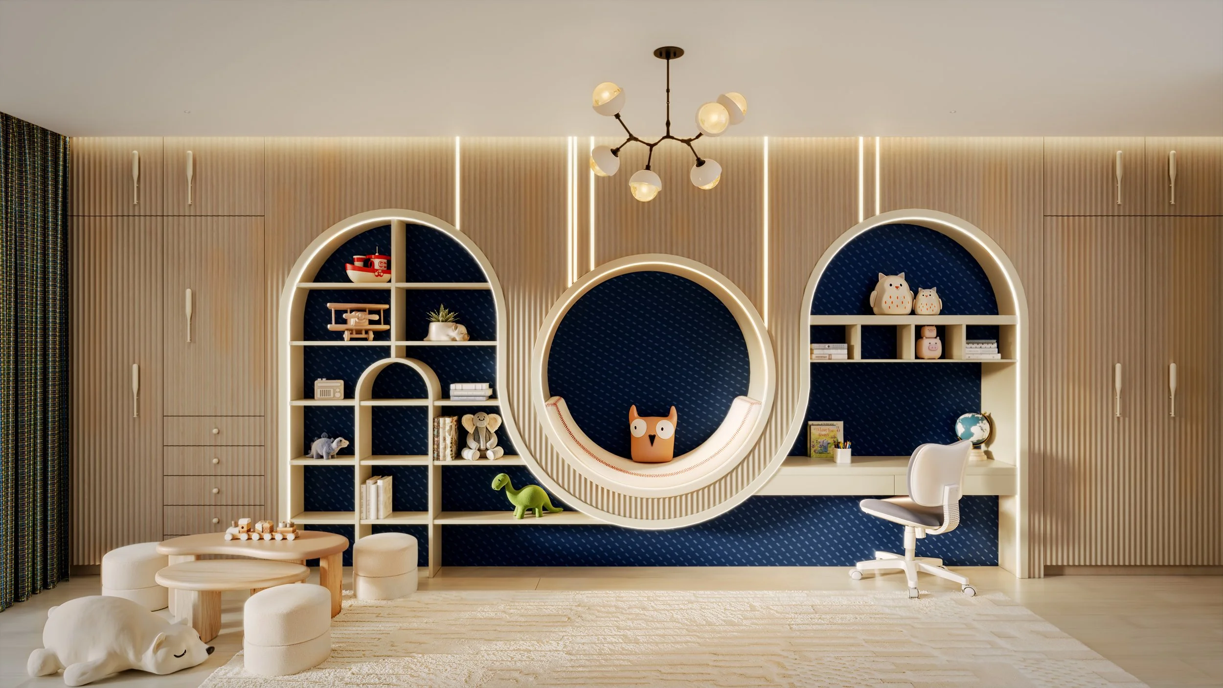 Boy's Baseball Room - Desk and Shelves