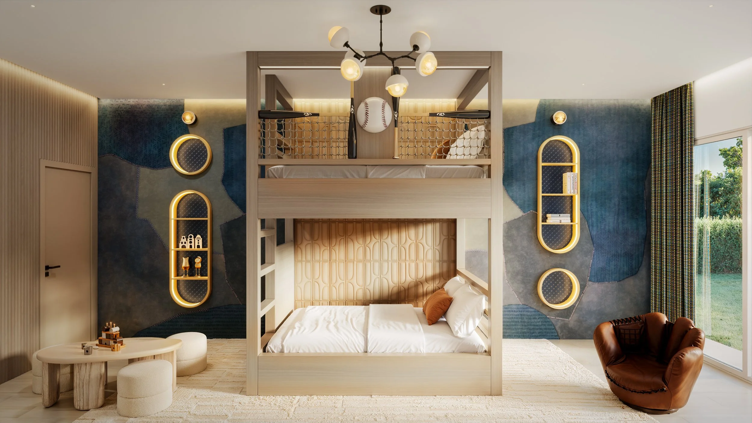 Boy's Baseball Room - Custom Bunk Bed