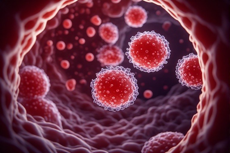 endothelial cells entering and repairing the inner lining of a blood vessel