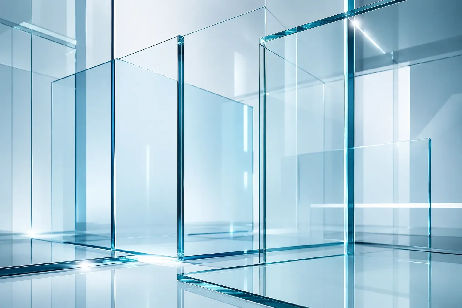 Modern office glass partition system featuring transparent meeting room walls, sleek commercial workspace design, and contemporary architectural glass installations for offices.