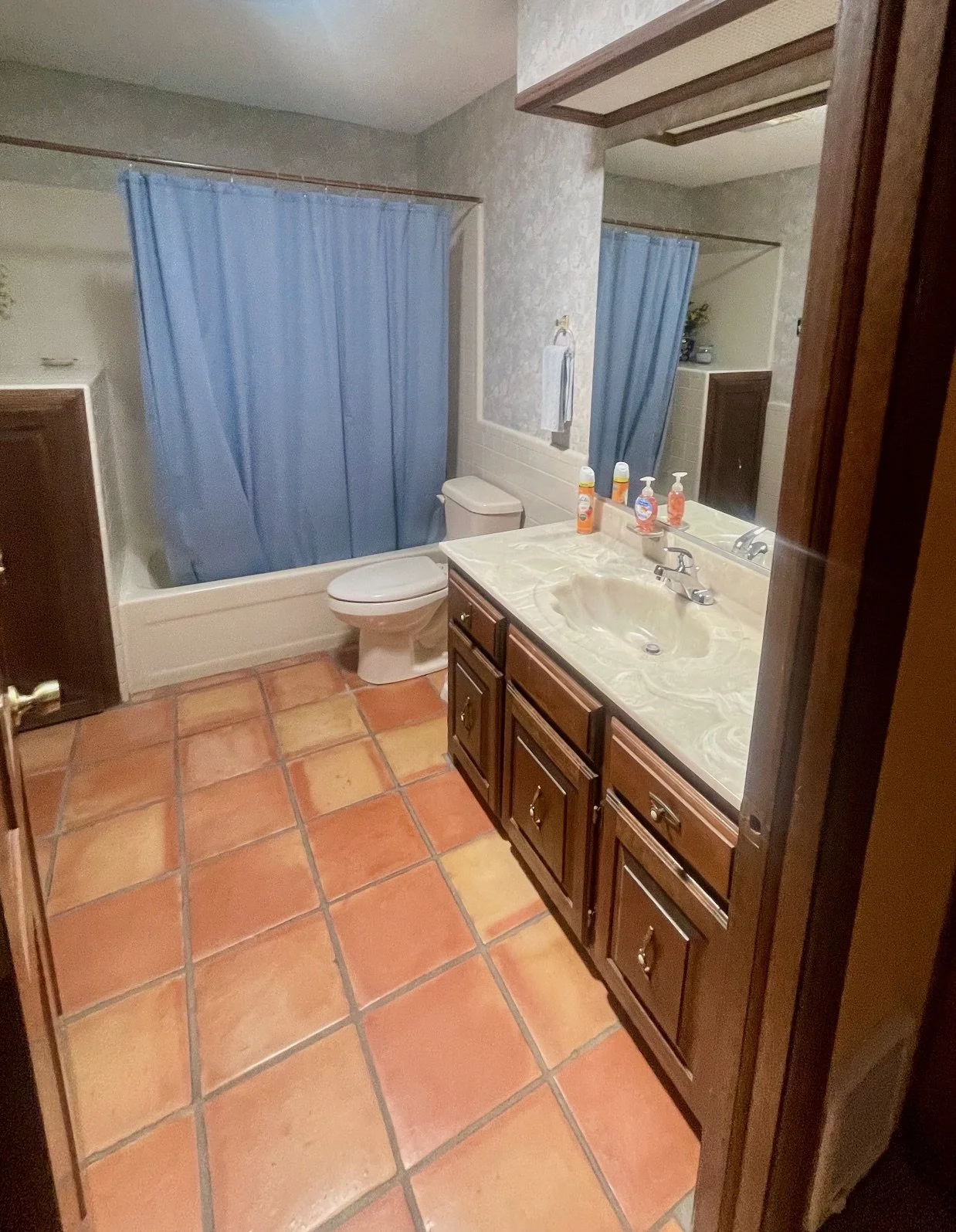 Master Bathroom (Alternate View)

Room to Refresh and Recharge
Designed with comfort and convenience in mind, the master bathroom provides abundant counter space, ample cabinetry, and a bright, open layout. The combination of traditional tilework and