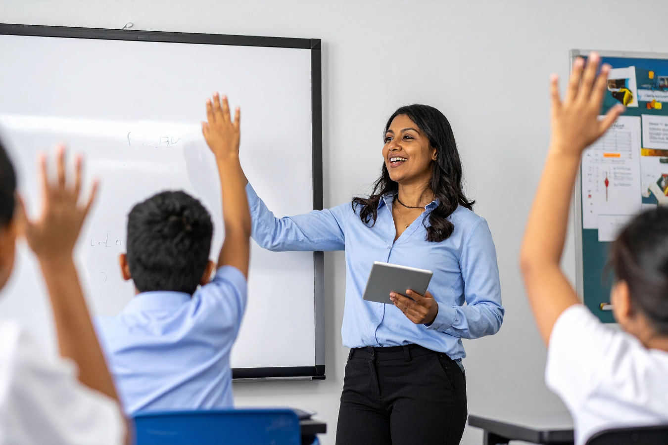A teacher in a classroom with students