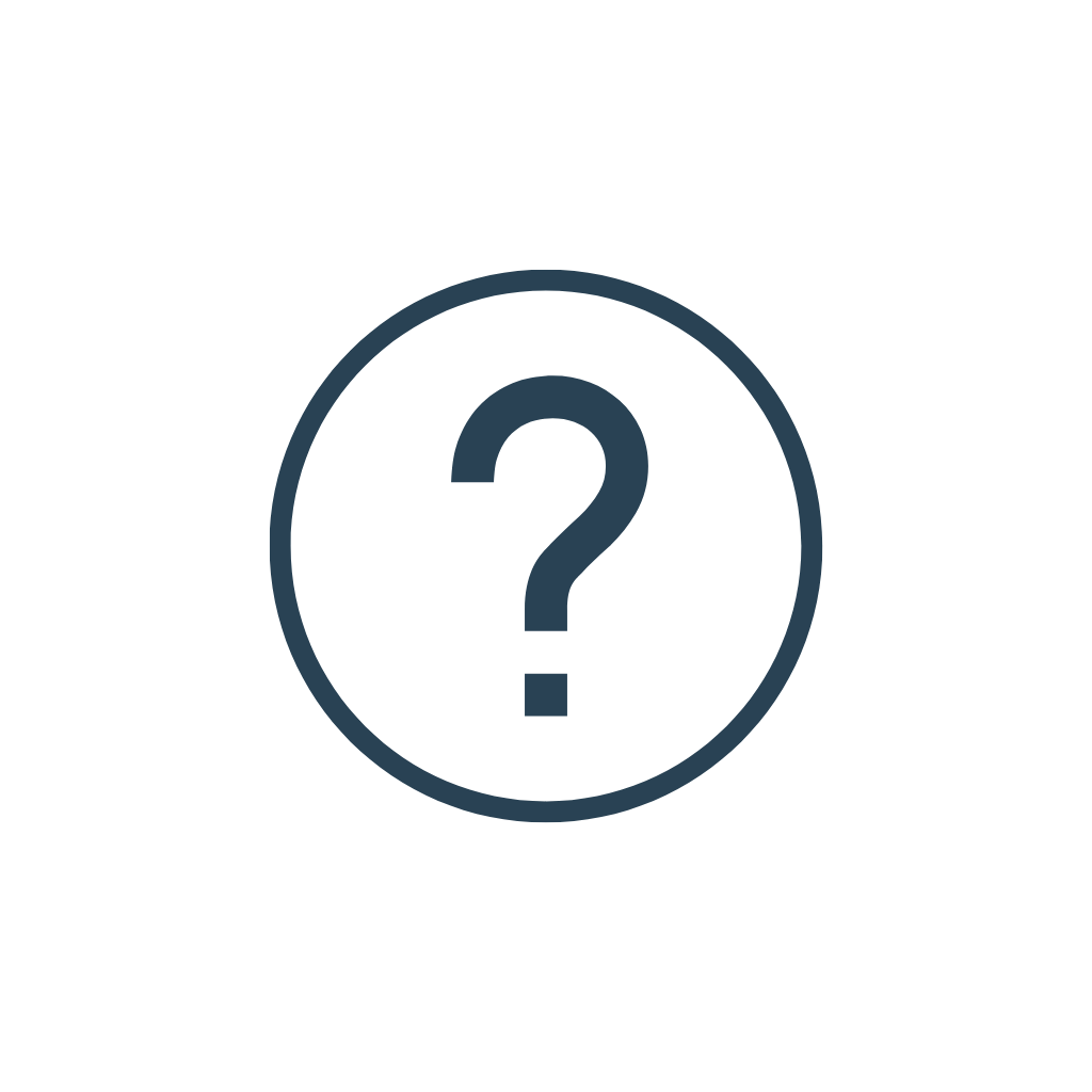 A black background with a gray circle and an inner gray question mark.
