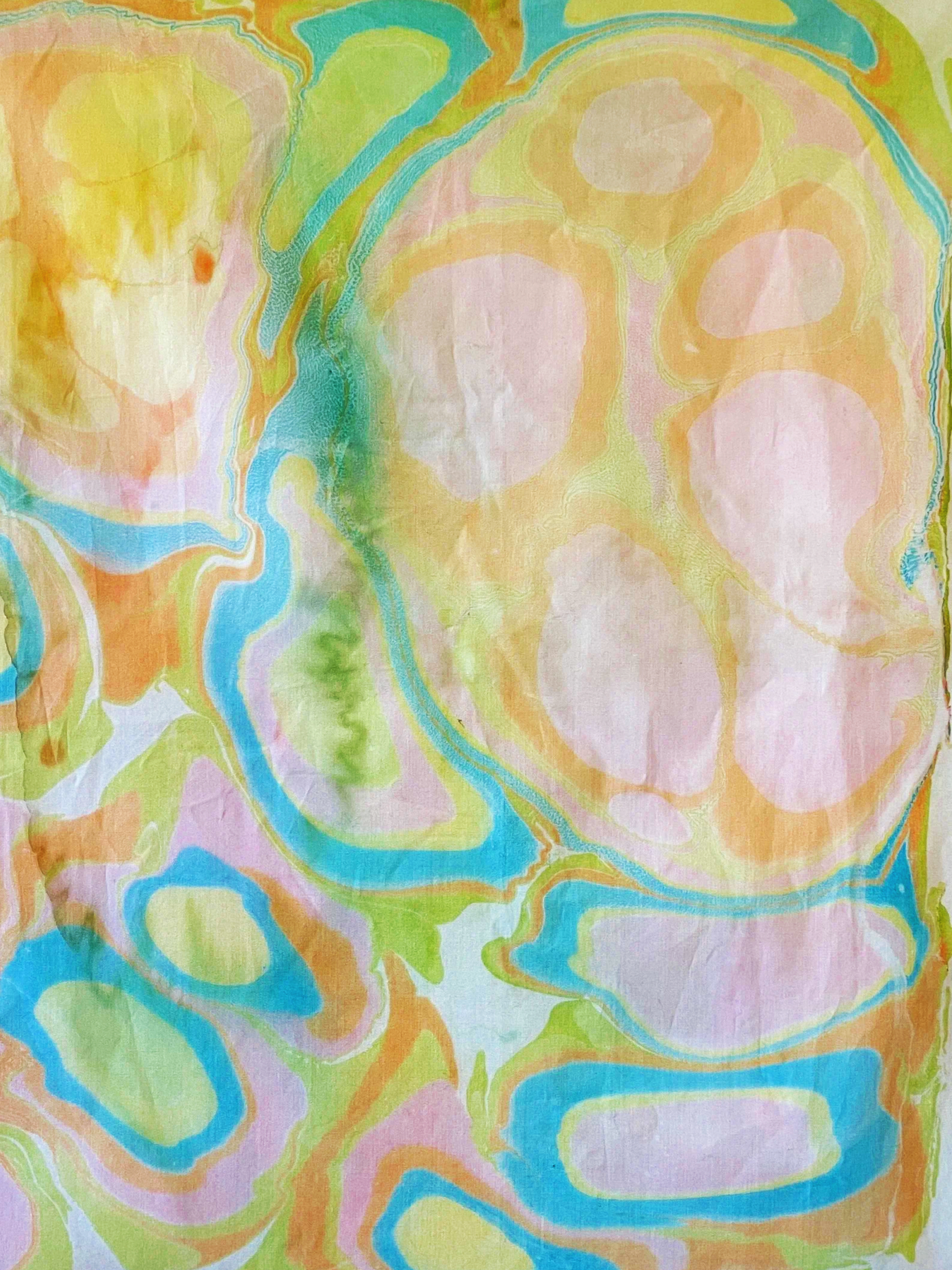 Aura, suminagashi on silk, 12"x15"