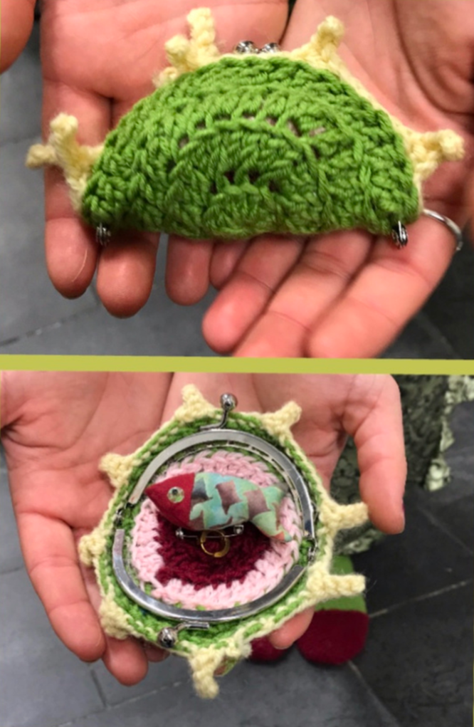 Venus Fly Trap, crochet coin purse, 3" open, 2024