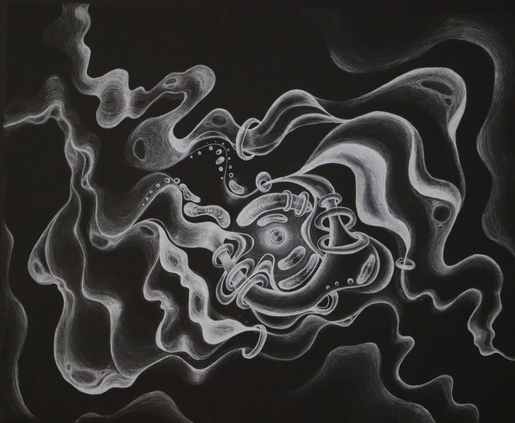 The Spirit, white pencil on black paper, 18" x 24", 2022