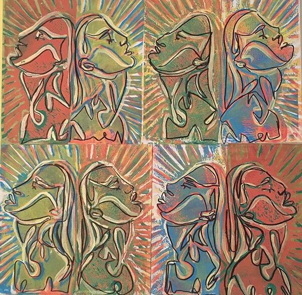 Shout to the Lord, linoleum print, 12"x 12", 2019 