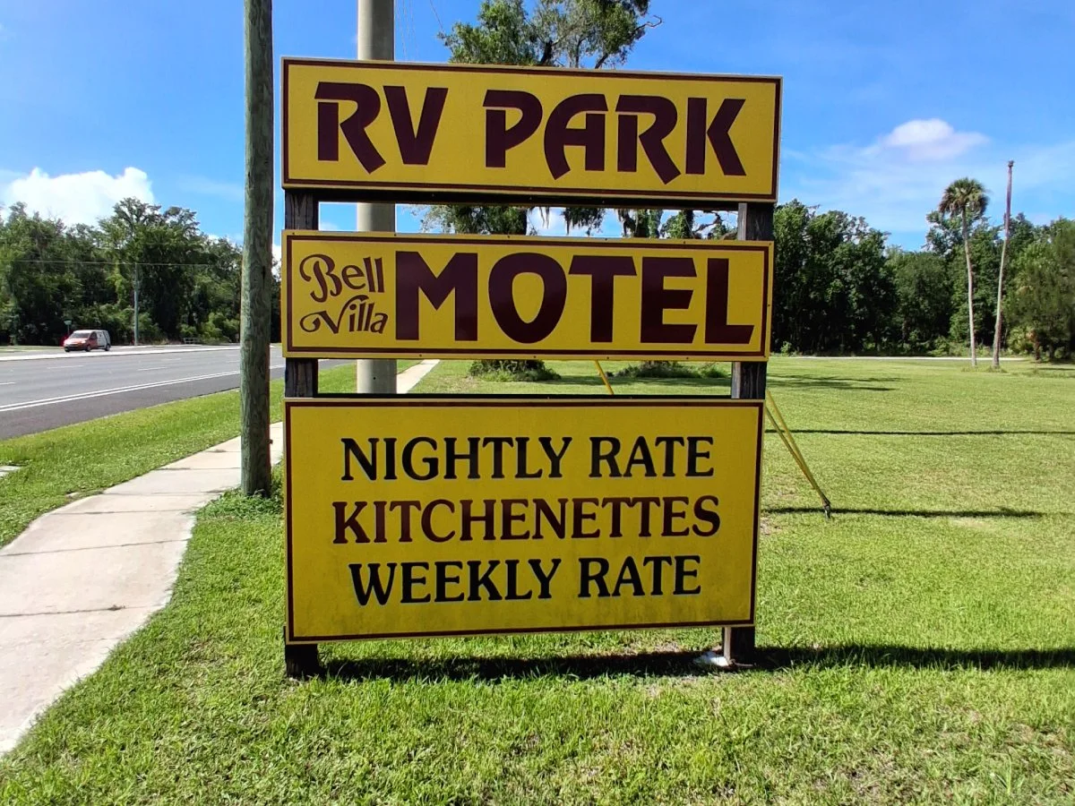 Bell Villa Motel exterior sign and facade