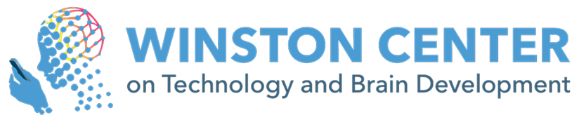 Logo of Winston Center on Technology and Brain Development, with a stylized brain made of dots and a hand pointing.