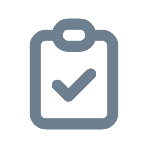 Icon of a clipboard with a checkmark, representing approval or completion.