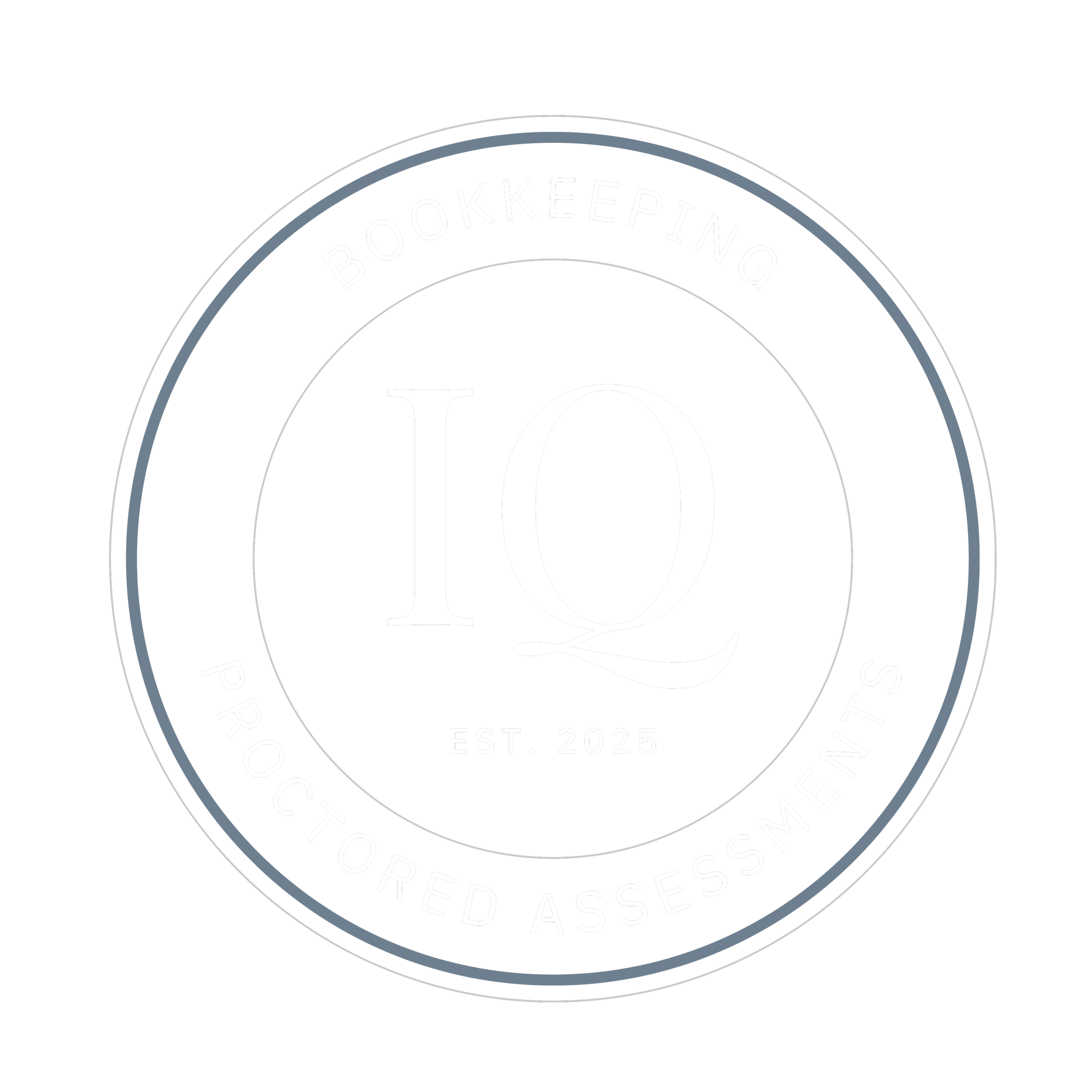 Circular logo with the word 'BOOKKEEPING' at the top, 'PRE-APPROVED ACCESSORIES' at the bottom, and 'EST. 2025' in the center.