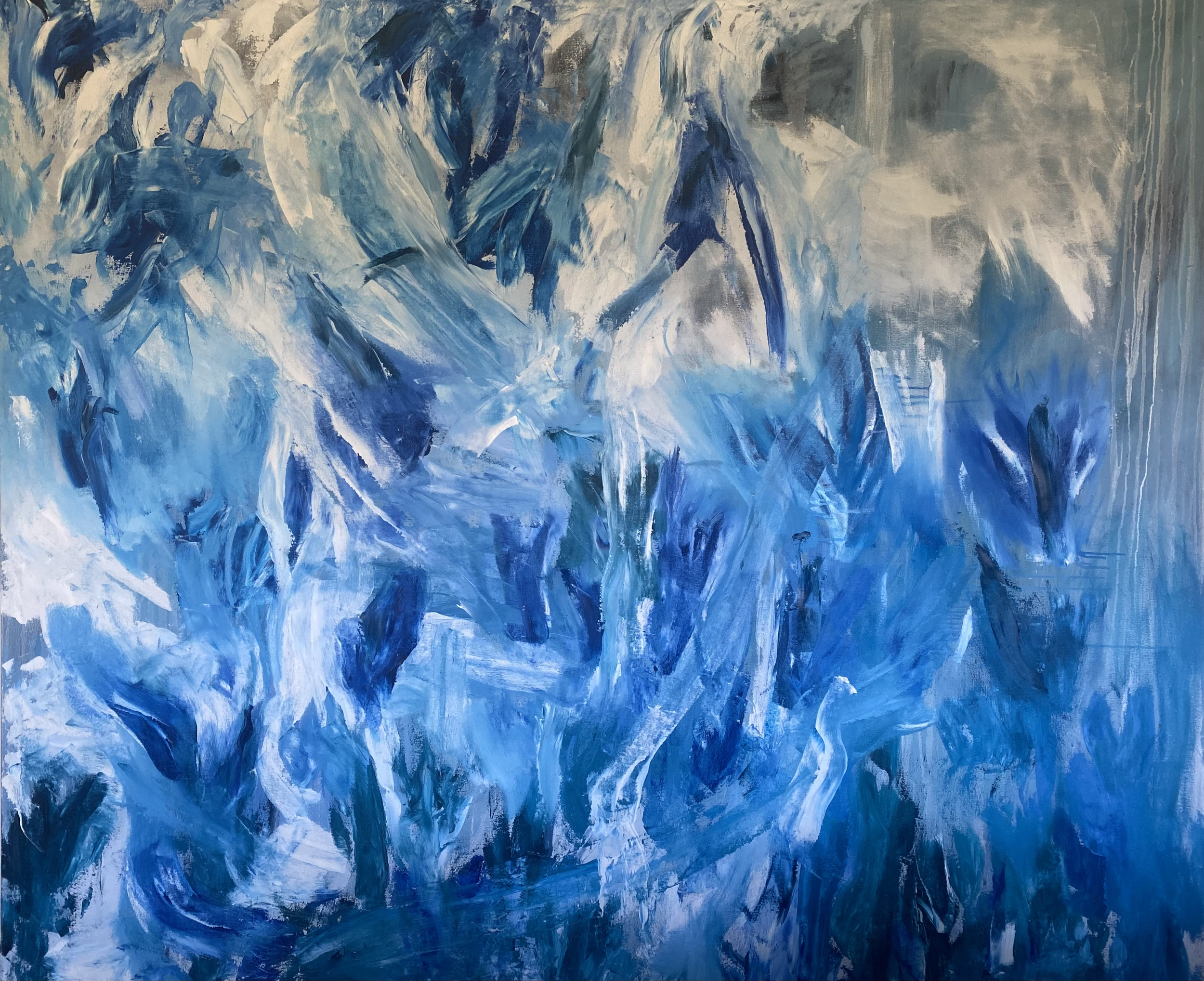 Abstract: Blue Continuum, Oil on Canvas 183 x 183cm