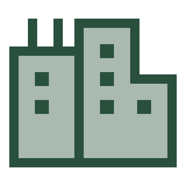 two tone green building icon